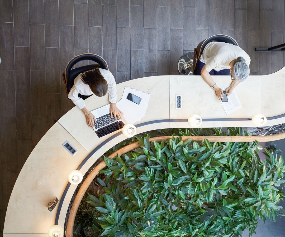 Web_Desktop-Mahasiswa muda dan wanita dewasa yang bekerja di meja yang sama